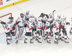  ?? USA TODAY SPORTS ?? The Senators celebrate winning Game Six against the Rangers.