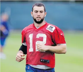  ?? — AP FILES ?? QB Andrew Luck delivered good news to Colts fans when he said he hopes to be ready for off-season workouts in April.