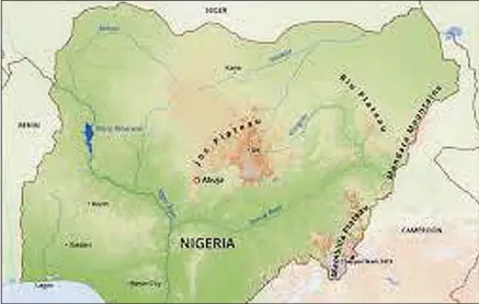  ??  ?? A physical map of Nigeria as a whole entity