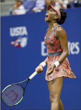  ?? KATHY WILLENS — THE ASSOCIATED PRESS ?? Venus Williams screams during the third set of a quarterfin­al Petra Kvitova at the U.S. Open in New York, Tuesday. against