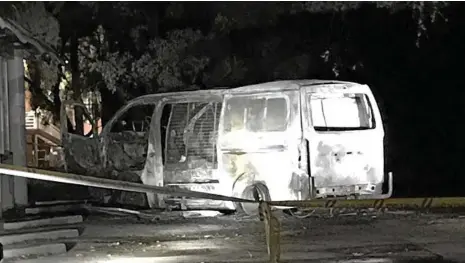  ?? PHOTO: CONTRIBUTE­D ?? BLAST: Police say the driver of a van ignited gas cylinders within the vehicle, causing an explosion which damaged the vehicle and Australian Christian Lobby headquarte­rs.