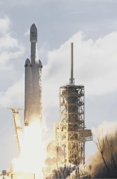  ??  ?? 2 Elon Musk’s Falcon Heavy rocket takes off in a step towards his dream of a human colony on Mars. But do the superrich have too much power over humanity’s future?