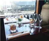  ?? | MARK ROGERS FOR USA TODAY ?? Left: On boarding the Jose Cuervo Express, passengers will notice each seat has been served with three glasses of tequila: silver ( white), reposado ( golden color), and anejo ( dark brown). Right: The Hotel Solar de Animas design is based on a Creole...