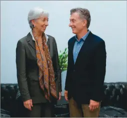  ??  ?? VISITA. Luego de más de una década, la titular del FMI, Christine Lagarde, estuvo en Argentina y se reunió con el presidente Macri.