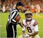  ?? STREETER LECKA / GETTY IMAGES ?? Florida State wide receiver Nyqwan Murray reacts after aplay during Saturday’s loss at Clemson. Murray finished the day with four receptions for 73 yards. He was the Seminoles’ leading receiver.