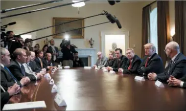  ?? EVAN VUCCI — THE ASSOCIATED PRESS ?? President Donald Trump speaks Thursday during a meeting with steel and aluminum executives in the Cabinet Room of the White House in Washington.