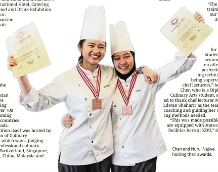  ??  ?? Chen and Nurul Najwa holding their awards.