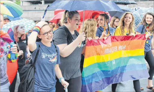  ?? DAVID MAHER/THE TELEGRAM ?? The Indian River High School Gender Sexuality Alliance led the way at the St. John’s Pride Parade on Sunday.