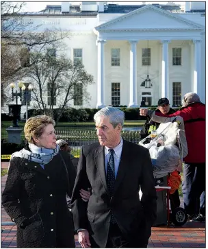  ?? AP/CLIFF OWEN ?? Special counsel Robert Mueller and his wife, Ann, walk past the White House after attending morning services Sunday at St. John’s Episcopal Church in Washington.