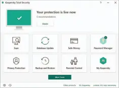  ??  ?? Kaspersky Total Security.