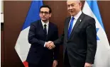  ?? ?? Le Premier ministre israélien Benjamin Netanyahu et le ministre français des Affaires étrangères Stéphane Séjourne à Jérusalem, lsraël, lundi 5 février 2024.