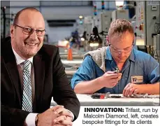  ??  ?? INNOVATION: Trifast, run by Malcolm Diamond, left, creates bespoke fittings for its clients