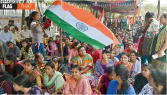  ??  ?? A youngster waves the Tricolour at a rally at Dharna Chowk near Indira Park, Hyderabad, on Tuesday. The Akhil Bharatiya Vidyarthi Parishad conducted a flag march and carried a 1,000-metre-long flag as part. ABVP state secretary Solanki Srinivas said...