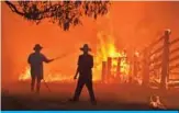  ??  ?? TAREE: Residents defend a property from a bushfire at Hillsville near Taree, 350km north of Sydney on November 12, 2019. — AFP