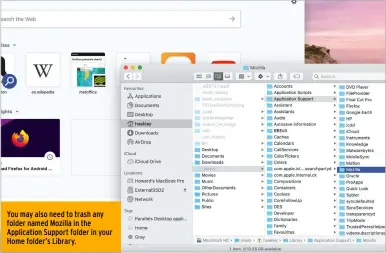  ??  ?? You may also need to trash any folder named Mozilla in the Applicatio­n Support folder in your Home folder’s Library.