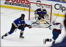  ?? Andy Cross / The Denver Post ?? The Blues traded goaltender Ville Husso to Detroit on Friday in exchange for a pick on Day 2 of the NHL Draft.