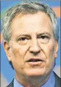  ??  ?? Mayor de Blasio