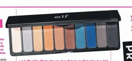  ??  ?? e.l.f. Mad For Matte Eyeshadow Palette in Holy Smokes £10 Lizzo wears a mix of neutrals and a smoky navy on her eyes – this 10-shade palette is perfect for copying the look.