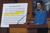  ?? J. SCOTT APPLEWHITE — THE ASSOCIATED PRESS ?? Speaker of the House Nancy Pelosi, D-Calif., speaks during a news conference at the Capitol in Washington on Friday.