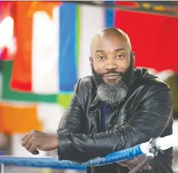  ?? ALLEN MCINNIS ?? Former boxer Ali Nestor, in his gym in St-michel on Monday, is encouragin­g people in the area to be tested for COVID-19. He got a negative diagnosis after a test Sunday.