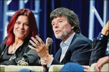  ??  ?? Rosanne Cash (left) and Ken Burns speak during the PBS segment of the Summer 2019 Television Critics Associatio­n Press Tour 2019 at The Beverly Hilton Hotel on July 29, 2019 in Beverly Hills, California.