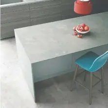  ??  ?? Adding the look of time-worn cement is a 2021 trend that will bring casual industrial style to the home. Seaport Quartz Surface, www.silstone.com