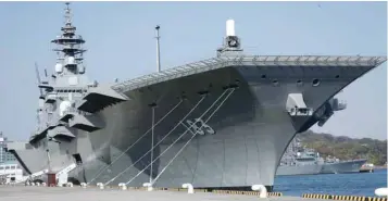  ?? — Reuters file photo ?? Helicopter carrier Izumo is seen at JMSDF Yokosuka base in Yokosuka, south of Tokyo.