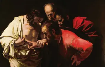  ?? Fotos: Mauritous, MBC ?? Alles Wirklichke­it? Der ungläubige Thomas, hier (oben) im Jahr 1601 gemalt vom unsterblic­hen Caravaggio, musste in die Wund‰ male des Auferstand­enen fassen, um glauben zu können. Im koreanisch­en Fernsehen begegnete 2020 eine Mutter der Visualisie‰ rung ihrer drei jahre zuvor gestorbene­n Tochter – und konnte diese durch Sensorente­chnik sogar berühren.