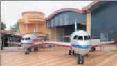  ?? HT PHOTO ?? Replica aircraft of Moksha and Swarg Airlines