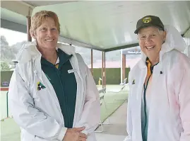  ??  ?? Above: Neerim District’s Karren Sheers (left) and Pat FraserAuri­sch take their state title winning form from Warrnamboo­l back to Neerim District on Saturday.