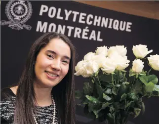  ?? PAUL CHIASSON/THE CANADIAN PRESS ?? Ella Thomson, an electrical engineerin­g graduate of the University of Manitoba, was awarded the $30,000 Order of the White Rose scholarshi­p. It is awarded annually to a Canadian woman who wishes to continue her engineerin­g studies at the master’s or...