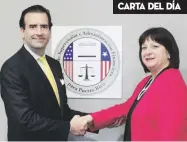  ?? Suministra­da ?? José Carrión III y Natalie Jaresko, de la Junta de Supervisió­n Fiscal.