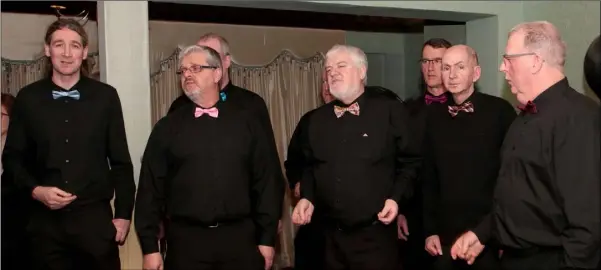  ??  ?? Members of The Castlebrid­ge Singers performing at the launch of the 55th Annual Wexford Drama Festival in The Riverbank House Hotel.
