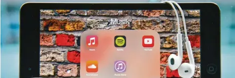  ?? Foto: Ole Spata, dpa ?? Mit ein paar Klicks lassen sich im Internet die Musik Alben vieler Stars herunterla­den oder anhören – ganz legal mithilfe der Apps auf unserem Bild. Illegal kommt man al lerdings auch leicht an Musik.