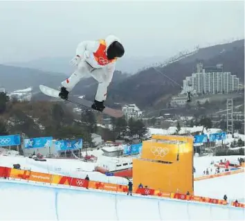  ?? AP ?? American Shaun White jumps during the men’s half-pipe finals at Phoenix Snow Park at the 2018 Winter Olympics in Pyeongchan­g yesterday.