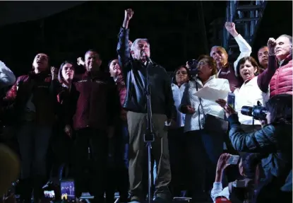  ?? JORGE SÁNCHEZ ?? El candidato de Morena durante su discurso en Pachuca.