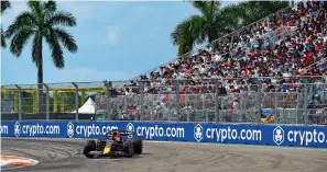  ?? ?? Sunny Florida: Red Bull Racing’s Dutch driver Max Verstappen during the Miami Formula One Grand Prix. — ap