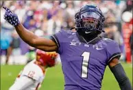 ?? Ron Jenkins / Getty Images ?? Cornerback Tre'Vius Hodges-Tomlinson of TCU says it’s more important how you develop in college than how highly you were touted in high school.