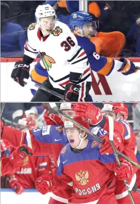  ??  ?? Contracts for Matthew Highmore (clockwise, from top left), Kevin Lankinen, Evan Barratt and Andrei Altybarmak­yan were announced by the Blackhawks on Thursday.