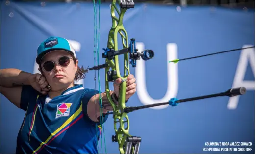  ??  ?? Colombia's Nora Valdez showed exceptiona­l poise in the shootoff