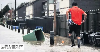  ??  ?? Flooding in Radcliffe after Storm Ciara last week