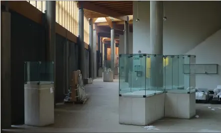  ??  ?? Empty display cases in the Burrell Collection as it undergoes a refurbishm­ent programme