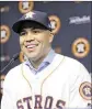  ?? AP ?? Carlos Beltran, 39, last played for the Astros in the 2004 postseason, where his lofty performanc­e earned him a hefty contract from the Mets.