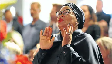  ?? Pictures: Thapelo Morebudi ?? Nomvula Mokonyane at the memorial service for Gavin Watson at Little Falls Christian Centre on Gauteng’s West Rand on Friday, in the week the Bosasa boss died after his car hit a concrete bridge pillar near OR Tambo airport.