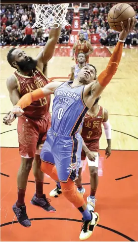  ?? AP FOTO ?? CAN HE GET IT TO 10? Russell Westbrook only needs one more triple double to break Wilt Chamberlai­n’s 51-year-old record for consecutiv­e triple doubles.