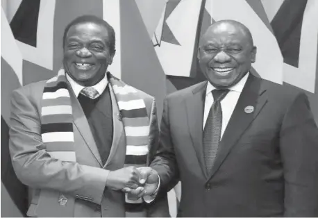  ??  ?? President Mnangagwa and South African president Mr Cyril Ramaphosa