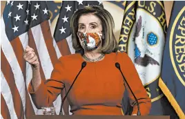  ?? JACQUELYN MARTIN/AP ?? House Speaker Nancy Pelosi noted that a nearly $1 trillion COVID-19 relief bill is a good effort, but a significan­t retreat from where Democrats stood before last month’s election.