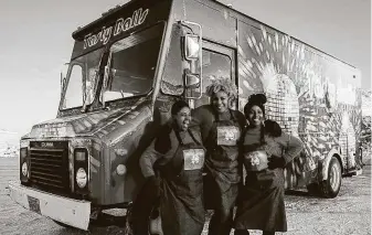  ?? Food Network ?? Texas is represente­d by Houstonian­s Nadia Ahmed, from left, Misti Buard and D’Ambria Jacobs on the new season of Food Network’s “The Great Food Truck Race,” beginning March 7.