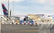  ?? ?? The LATAM Airlines plane on the tarmac of Auckland Internatio­nal Airport, New Zealand, March 12, 2024.