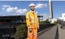  ?? Photograph: Graeme Robertson/ The Guardian ?? Oki pictured with his project the Edmonton EcoPark waste incinerato­r in north London.